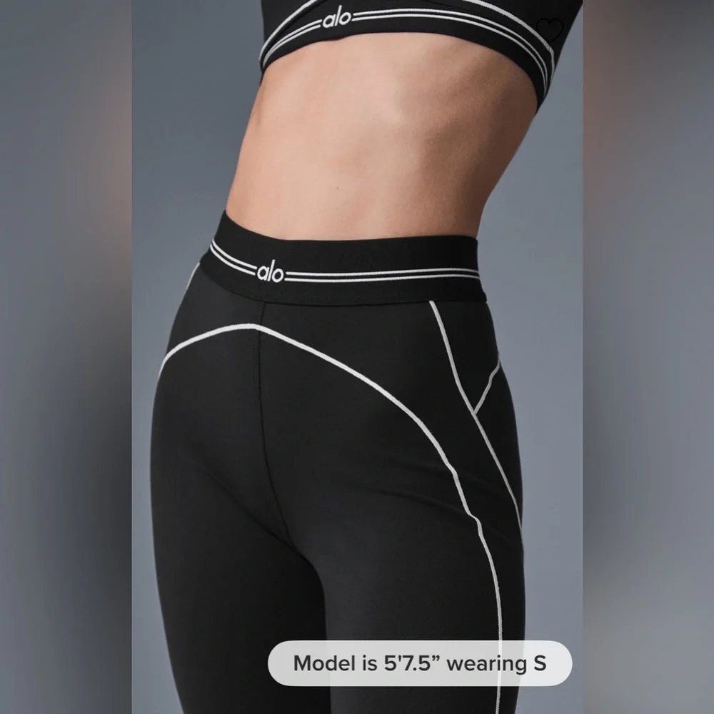 ALO Yoga NWT Airbrush High Waist Heart Throb Leggings Black White Size L
